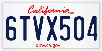 CA license plate 6TVX504