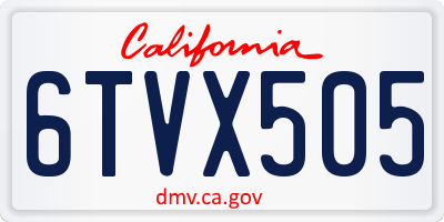 CA license plate 6TVX505