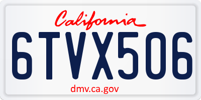 CA license plate 6TVX506