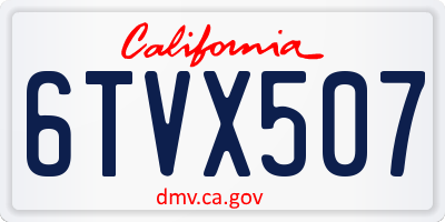 CA license plate 6TVX507