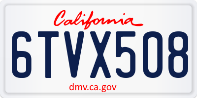 CA license plate 6TVX508