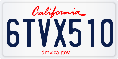 CA license plate 6TVX510