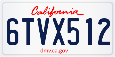 CA license plate 6TVX512