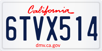 CA license plate 6TVX514