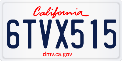 CA license plate 6TVX515