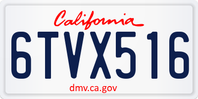 CA license plate 6TVX516