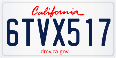 CA license plate 6TVX517