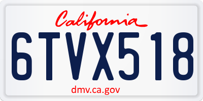 CA license plate 6TVX518