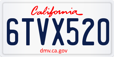 CA license plate 6TVX520