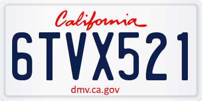 CA license plate 6TVX521