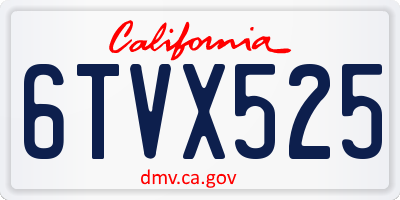 CA license plate 6TVX525