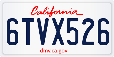 CA license plate 6TVX526