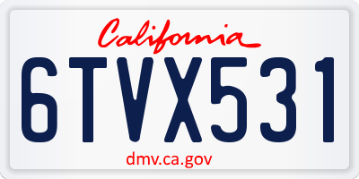 CA license plate 6TVX531