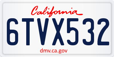 CA license plate 6TVX532