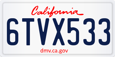 CA license plate 6TVX533