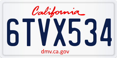 CA license plate 6TVX534