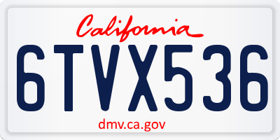 CA license plate 6TVX536