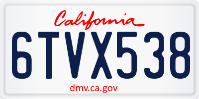 CA license plate 6TVX538