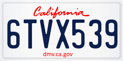 CA license plate 6TVX539