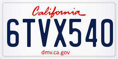 CA license plate 6TVX540