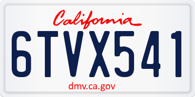 CA license plate 6TVX541