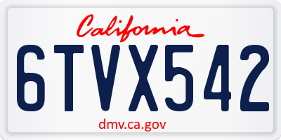 CA license plate 6TVX542