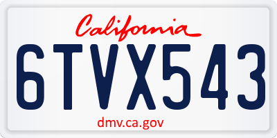 CA license plate 6TVX543