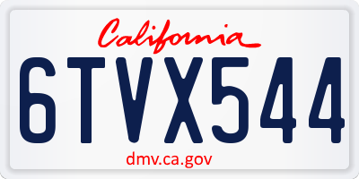 CA license plate 6TVX544