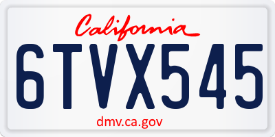 CA license plate 6TVX545