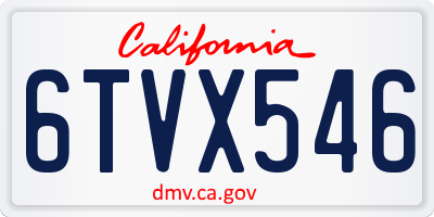 CA license plate 6TVX546