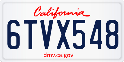 CA license plate 6TVX548