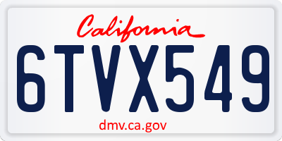 CA license plate 6TVX549