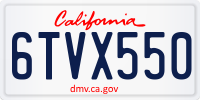 CA license plate 6TVX550