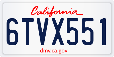 CA license plate 6TVX551