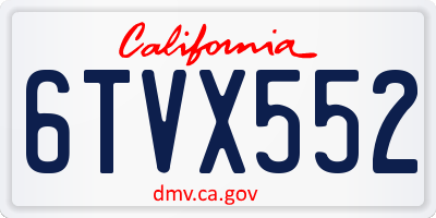 CA license plate 6TVX552