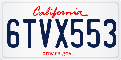 CA license plate 6TVX553