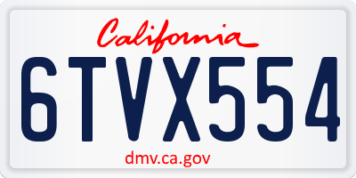 CA license plate 6TVX554