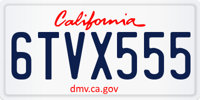 CA license plate 6TVX555