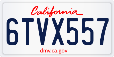 CA license plate 6TVX557