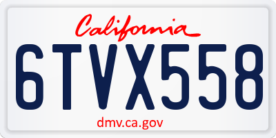 CA license plate 6TVX558