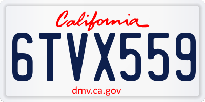 CA license plate 6TVX559