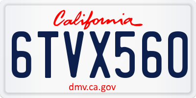 CA license plate 6TVX560