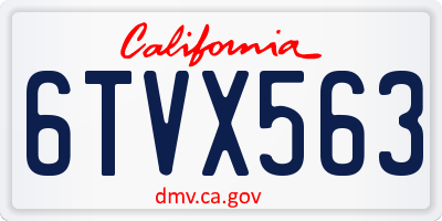 CA license plate 6TVX563