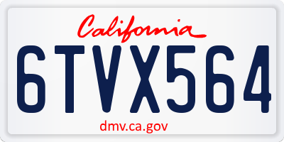 CA license plate 6TVX564