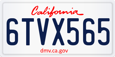 CA license plate 6TVX565