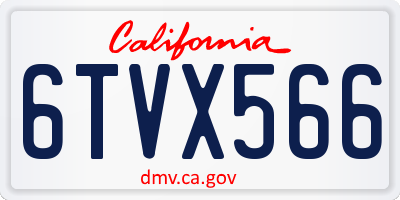 CA license plate 6TVX566