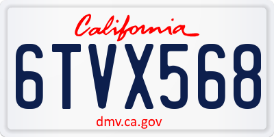 CA license plate 6TVX568