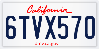 CA license plate 6TVX570