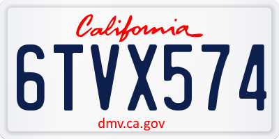 CA license plate 6TVX574