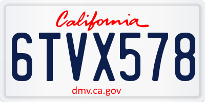 CA license plate 6TVX578